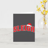 Sleigh Christmas Varsity Text With Santa Hat Famil Karte (Gelbe Blume)