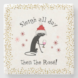 Sleigh Den ganzen Tag über dann Rosé Weihnachtskal Steinuntersetzer