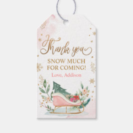 Sleigh Favor Tag Winter Vielen Dank Tag Gold Außen Geschenkanhänger
