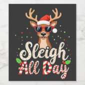 Sleigh Ganztags Funny Rentier Weihnachtsliebhaber Weinetikett (Einzelnes Label)
