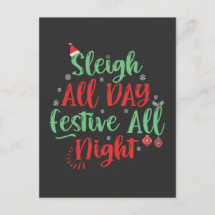Sleigh Ganztagsfestival Die ganze Nacht Funny Chri Einladungspostkarte
