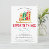 Sleigh Geschenkboxen Favorite Things Party Einladung (Stehend Vorderseite)