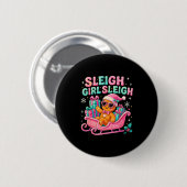 Sleigh Girl Cute Gingerbread Christmas Art  Button (Vorne & Hinten)