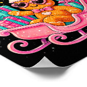 Sleigh Girl Cute Gingerbread Christmas Art  Poster (Ecke)