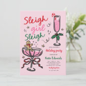 Sleigh Girl Sleigh Funny Christmas Cocktail Party Einladung (Stehend Vorderseite)
