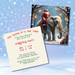 Sleigh im Shop Santa on Elephant Christmas Party Einladung<br><div class="desc">Sleigh ist im Shop: Santa on Elephant Weihnachten Party Einladung. Die Zeiten haben sich geändert. Das ist kein gewöhnlicher Weihnachtsmann,  der einen Elefanten im Schnee reitet. Bereiten Sie sich auf eine AI-Themenfeier mit verpackten Geschenken und Straßenlaternen vor. Personalisieren Sie diese Vorlage mit Ihren Party-Informationen auf der Kartenrückseite.</div>