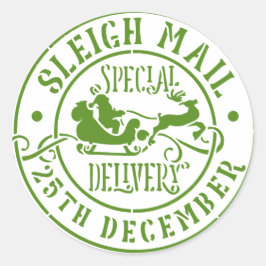 Sleigh Mall Special Delivery Briefmarke Runder Aufkleber