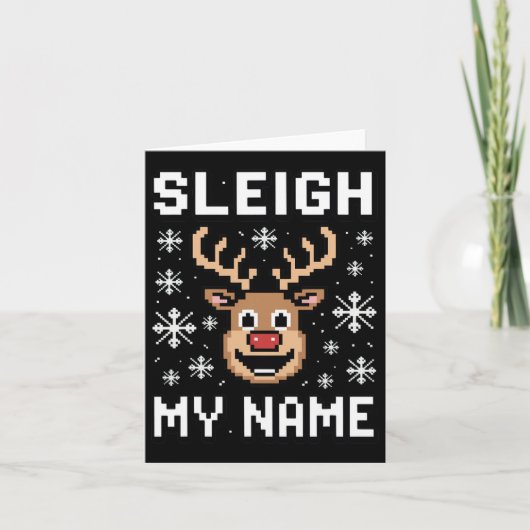 Sleigh Mein Name Ugly Christmas Pixel Sleigh Karte (Vorderseite)