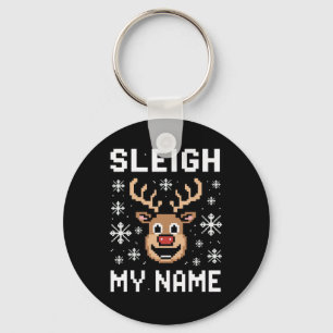 Sleigh Mein Name Ugly Christmas Pixel Sleigh Schlüsselanhänger