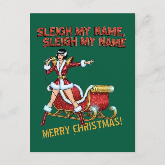 Sleigh My Name Christmas Postkarte (Vorderseite)