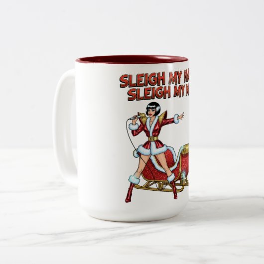 Sleigh My Name Christmas Zweifarbige Tasse (Vorderseite Links)