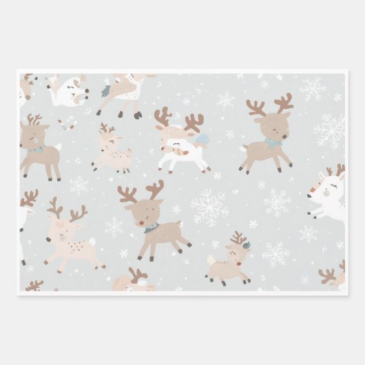 Sleigh Reindeer Pine Trees Pattern wrapping sheet Geschenkpapier Set (Vorderseite 2)
