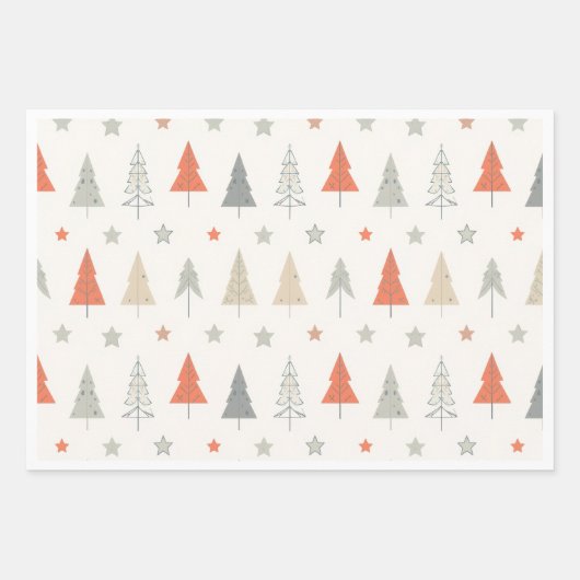 Sleigh Reindeer Pine Trees Pattern wrapping sheet Geschenkpapier Set (Vorderseite)
