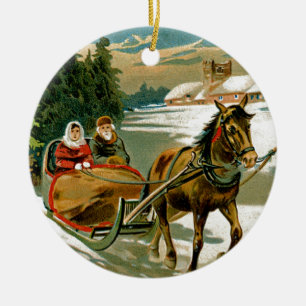 Sleigh Ride Keramik Ornament