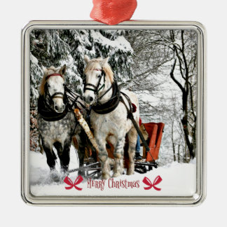 Sleigh Ride, Merry Christmas Ornament Aus Metall