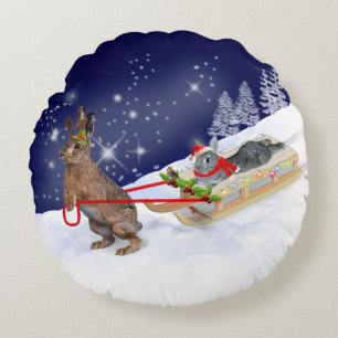 Sleigh Ride Pillow Rundes Kissen
