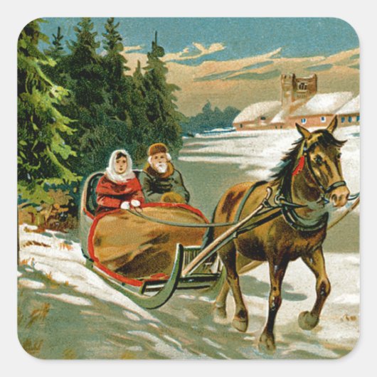 Sleigh Ride Quadratischer Aufkleber (Vorderseite)