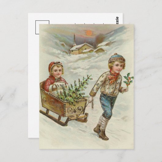 Sleigh Ride | Weihnachten Postkarte (Vorne/Hinten)