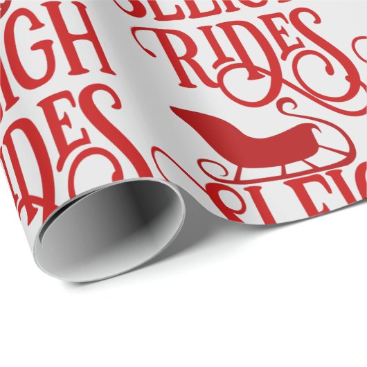 Sleigh Rides Typografy Pattern Geschenkpapier (Rolleneckpunkt)