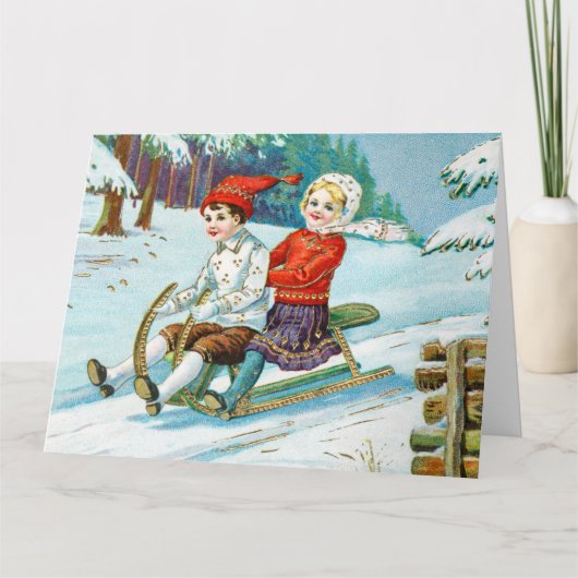 Sleigh riding at Christmas time Briefkaart Karte (Vorderseite)