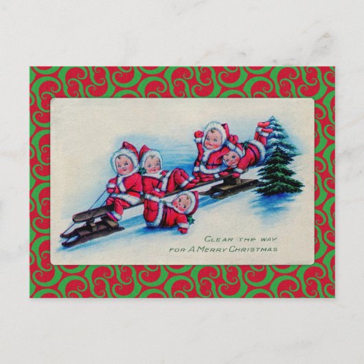 Sleigh Riding Children Postkarte (Vorderseite)