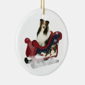 Sleigh Sheltie Keramikornament (Rechts)