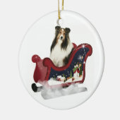 Sleigh Sheltie Keramikornament (Links)