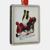 Sleigh Sheltie Ornament Aus Metall (Rechts)