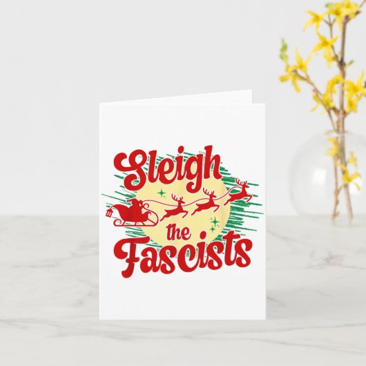 Sleigh The Fascists Funny Litical Christmas Human Karte (Gelbe Blume)