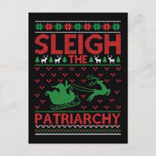 Sleigh The Patriarchy Feminist Christmas Postkarte (Vorderseite)