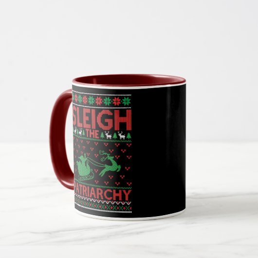 Sleigh The Patriarchy Feminist Christmas Tasse (Vorderseite Links)
