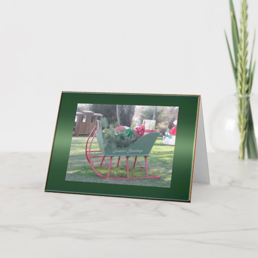 Sleigh und Geschenke Weihnachtskarte Feiertagskarte (Vorderseite)