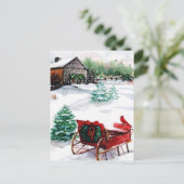 Sleigh und Red Robin Postkarte (Stehend Vorderseite)