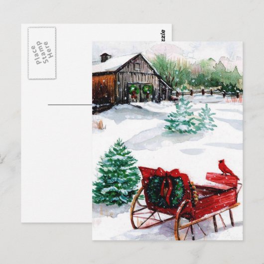 Sleigh und Red Robin Postkarte (Vorne/Hinten)