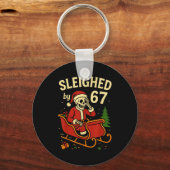 Sleighed By 67 Funny Skeleton Santa 6 7 Trend Xmas Schlüsselanhänger (Vorderseite)