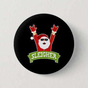 SLEIGHER - Fun Heavy Metal Music Santa - Christma Button