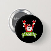 SLEIGHER - Fun Heavy Metal Music Santa - Christma Button (Vorne & Hinten)