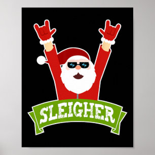 SLEIGHER - Fun Heavy Metal Music Santa - Christma Poster