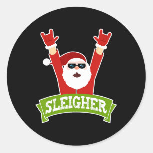 SLEIGHER - Fun Heavy Metal Music Santa - Christma Runder Aufkleber