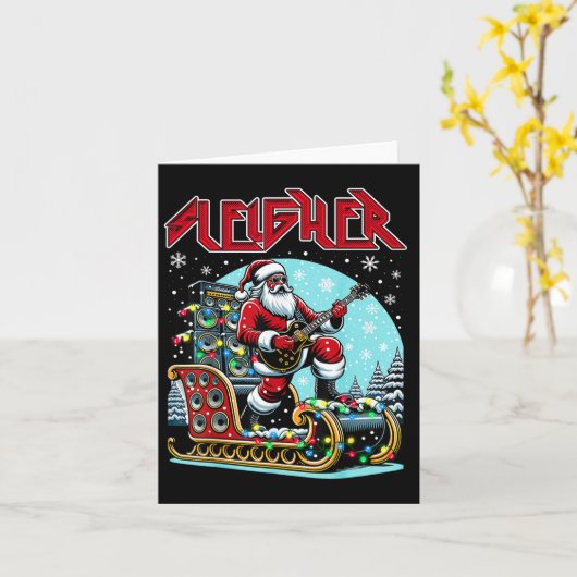 Sleigher Hail Santa Heavy Metal Christmas Rock Xma Karte (Gelbe Blume)