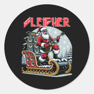 Sleigher Hail Santa Heavy Metal Christmas Rock Xma Runder Aufkleber