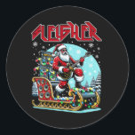 Sleigher Hail Santa Heavy Metal Christmas Rock Xma Runder Aufkleber<br><div class="desc">Sleigher Hail Santa Heavy Metal Weihnachtsfelsen Weihnachtsfeiertage Weihnachten Weihnachtsfeiertag</div>