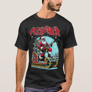 Sleigher Hail Santa Heavy Metal Christmas Rock Xma T-Shirt