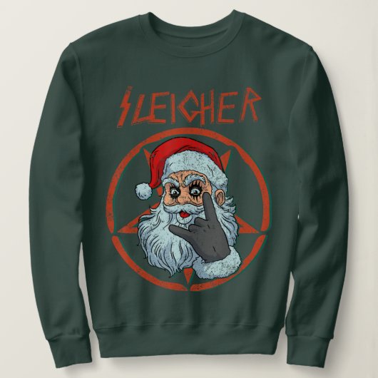 Sleigher Hail Santa Heavy Metal Schädel Weihnachte Sweatshirt (Design vorne)