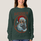 Sleigher Hail Santa Heavy Metal Schädel Weihnachte Sweatshirt (Vorderseite)