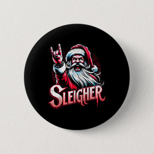 Sleigher Hail Santa Heavy Metal Weihnachten für Mä Button