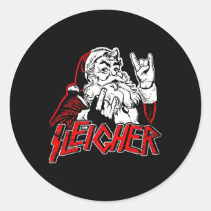 Sleigher Hail Santa Heavy Metal Weihnachten für Mä Runder Aufkleber