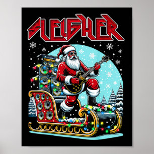 Sleigher Hail Santa Heavy Metal Weihnachts Rock Xm Poster