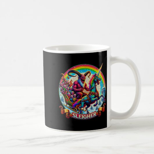 Sleigher Krampus Unicorn Demon Horror Christmas Go Kaffeetasse (Rechts)