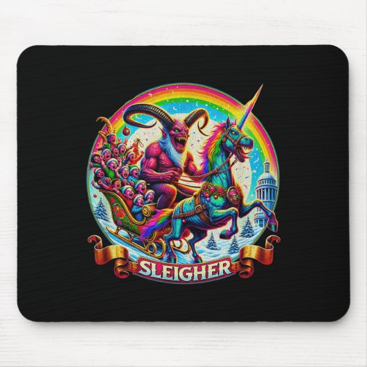 Sleigher Krampus Unicorn Demon Horror Christmas Go Mousepad (Vorne)